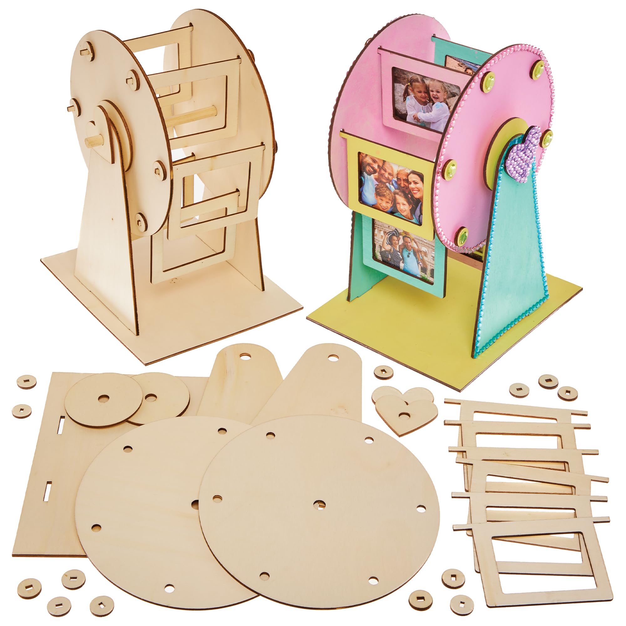 Baker Ross FX958 Ferris Wheel Wooden Photo Frame Kit - Pack of 1, Photo Frame Kits for Kids