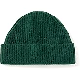 Villand 100% Cashmere Ribbed Cuffed Hat for Men, Ultra-Soft Men's Pure Cashmere Winter Ski Beanie