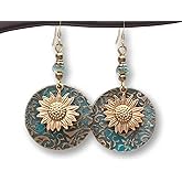 la luen Sunflower Dangle Earrings,Boho Fashion Elegant Vintage Round Ethnic Hook Earrings for Women (Bohemian style)