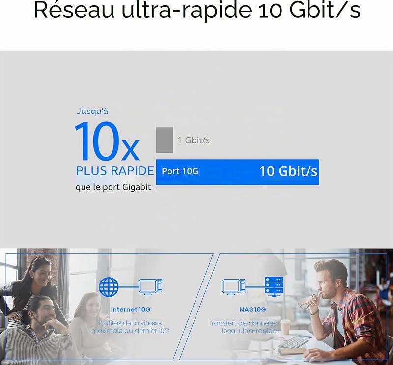 XG-C100C - Adaptateur réseau 10GBase-T PCIe rétrocompatible avec Les Normes 5/2,5/1G et 100 MB/s, Un Port RJ45 et QoS intégré Rouge/Argent