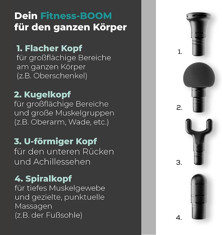 Antelope BOOM Massagepistole, kompakte Massage Gun mit 4 Aufsätzen, für Entspannung und Regeneration, kraftvolle Triggerpunktmassage, Muskelmassagegerät mit 5 Intensitätsstufen & Akku