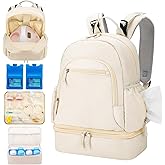 Breast Pump Backpack Fit for Spectra S1/S2 with Removable Cooler Compartment, Breast Pump Bag Fit Pump Accessories for Working & Nursing Moms, Breast Milk Cooler Bag for Travel and Family Use Beige