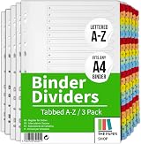 [The Paper Shop] [3 Pack] A4 File Dividers A-Z Tabs 150gsm Multipunched