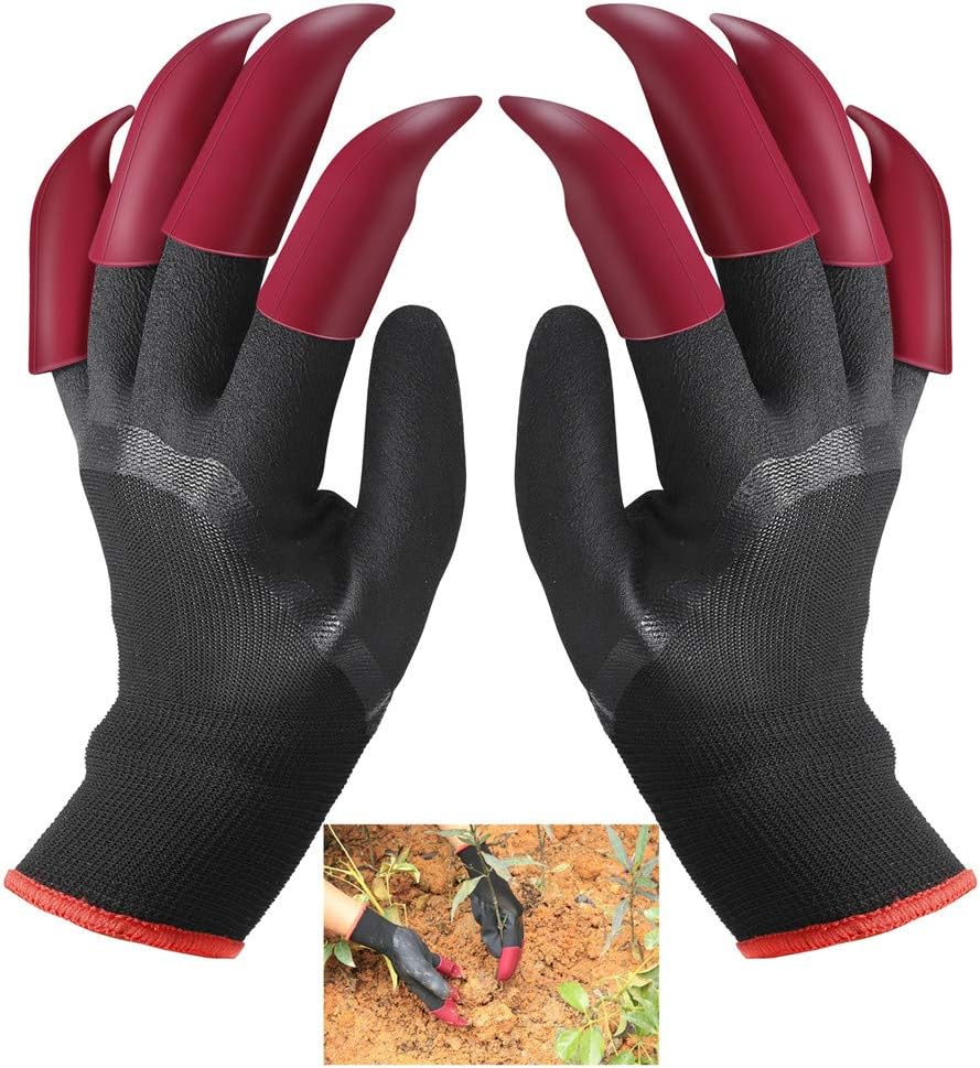 IME Garden Gloves with Claws Waterproof Digging Planting Farm Work Black One