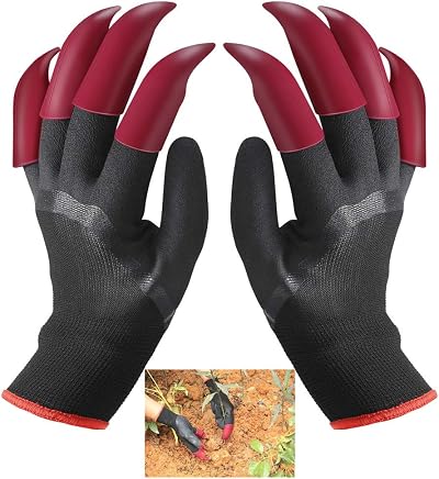 IME Garden Gloves with Claws Waterproof Digging Planting Farm Work Black One