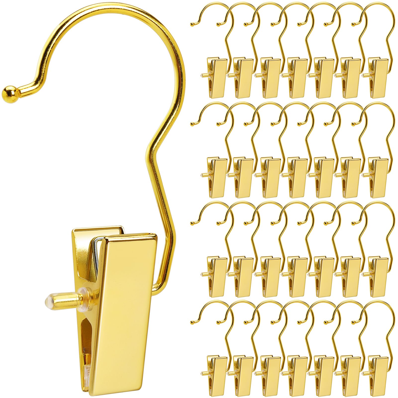 Amber Home gold 24 Pack Boot Clips for Closet, Boot Hangers with Hooks, Laundry Hooks, Clothes Pins, Portable Travel Hangers for Hat, Towels, Bras, Socks