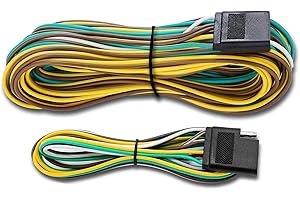 4 Pin Trailer Wiring Harness Kit, 25FT (21FT Male & 4-Flat Female Trailer Wiring Harness) 5 Wire Flat Connector Plug,Wiring L