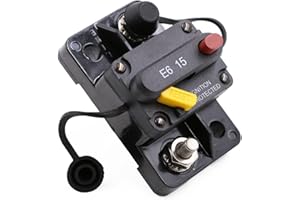 Gloaso 15A Mini Thermal Circuit Breaker 12V 24V Manual Reset Switch 15 Amp 12 Volt Marine Breaker in Line Fuse Car RV Solar, Max 32V DC, Overload Protection