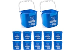 MATTHEW CLEANING PRODUCTS Matthew Detergent&Sanitizing Cleaning Bucket 6 Quart Plastic Pail,Set of 12 Square Containers,Built-in Spout w/Handle,Wash Rinse Sanitize Handwash Bucket for Home Office Commercial Restaurant (Blue)
