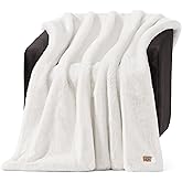 UGG Euphoria Faux Fur Throw Blanket, Warm Fluffy Throw for Couch or Bed, Luxury Bedroom Decor, Fluffy Blankets, Machine Washable, 50-inch x 70-inch, White Snow