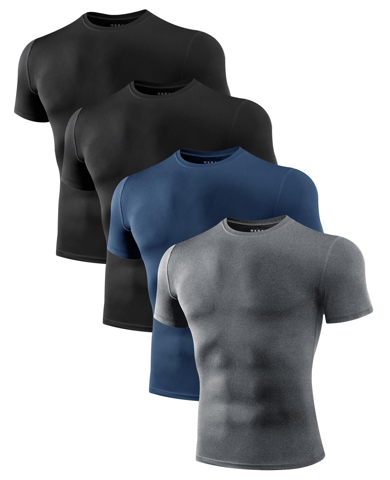 Niksa Men's Compression Shirts 1 or 4 Pack, Workout Gym Shirt Short Sleeve, Moisture Wicking Active Fit Base Layer T-Shirt Image