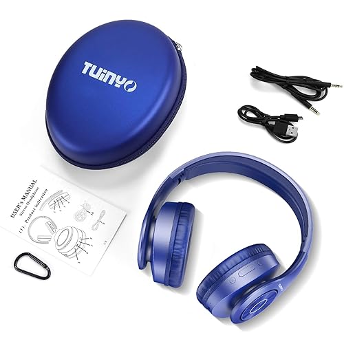 TUINYO Bluetooth Headphones Wireless, Over Ear Stereo Wireless Headset 40H  Playtime with deep bass, Soft Memor