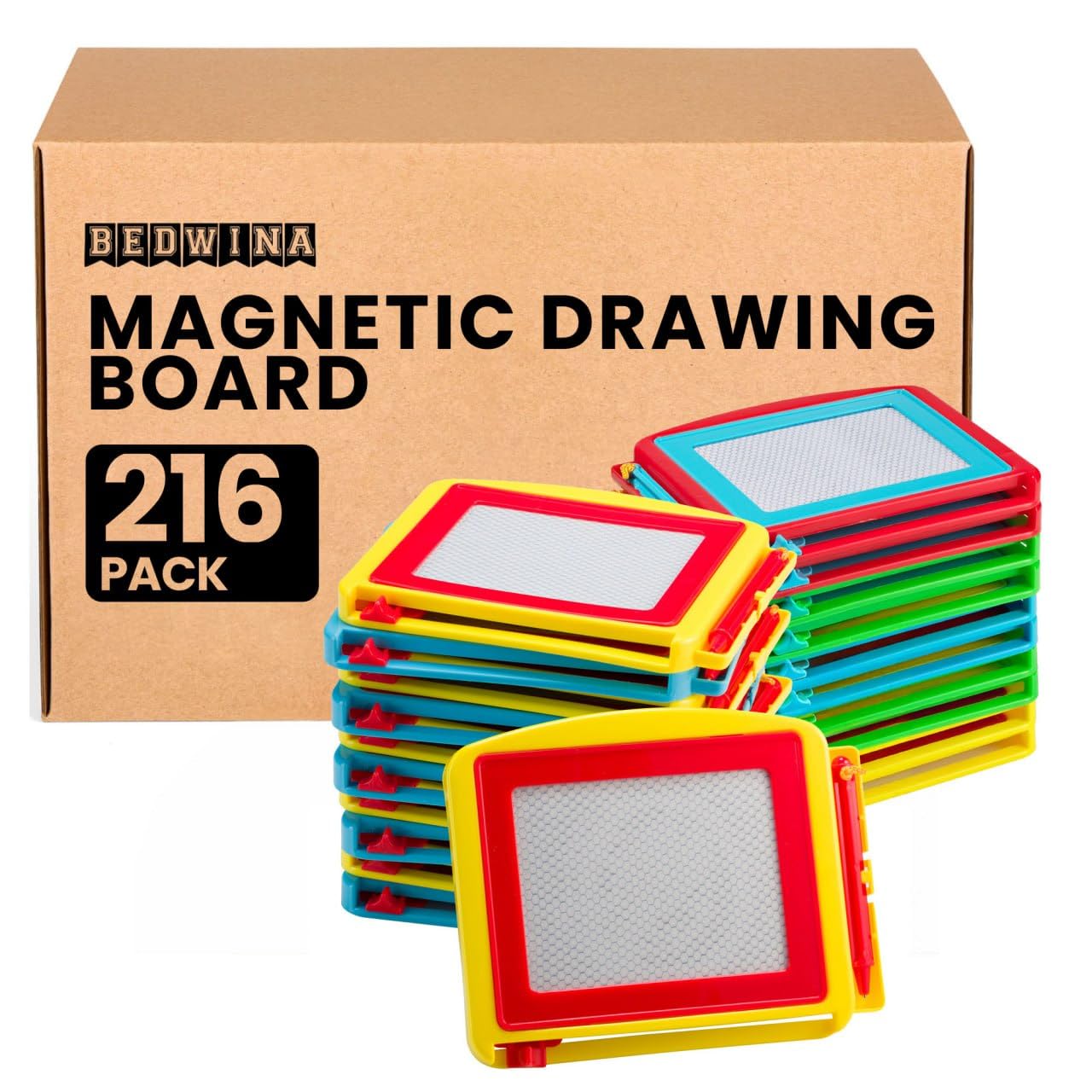 Bedwina Magnetic Drawing Board for Kids - (Pack of 216) Erasable Doodle Sketch Tablet and Travel Drawing Pad for Boys and Girls, Birthday Party Favors and Party Stocking Stuffers for Kids