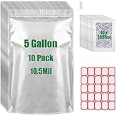 5 Gallon Mylar Bags for Food Storage,10.5 Mil Mylar Bags with Oxygen Absorbers 2000cc-10 Mylar Bag 5 Gallon,Stand-Up Zipper R