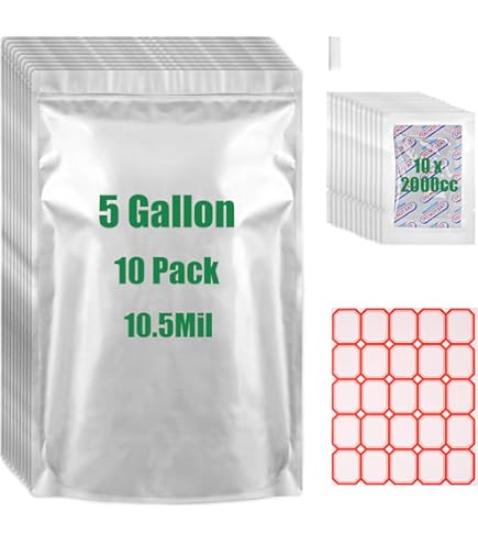 PackFreshUSA 50 Pack 7 Mil One Gallon Premium Century Mylar Bags