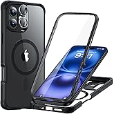 ESR for iPhone 16 Plus Case, Compatible with MagSafe, Full-Body Military-Grade Drop Proof Case with Built-in 9H+ Tempered Glass Screen Protector, Armor Series, Clear Black