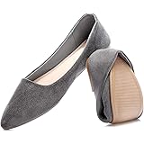 HEAWISH Women’s Black Flats Shoes Comfortable Suede Pointed Toe Slip On Casual Ballet Flats Dress Shoes Nude Flats
