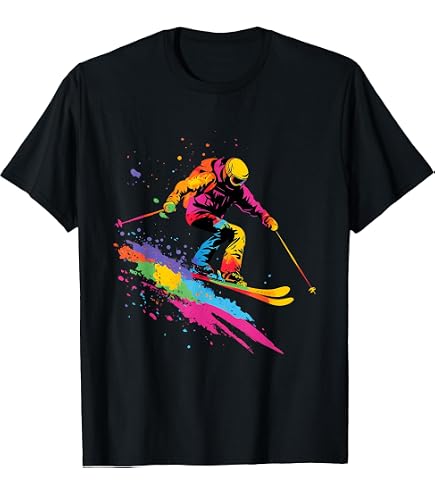 Amazon.com: Retro Vintage 80s Ski T-Shirt : Clothing, Shoes & Jewelry
