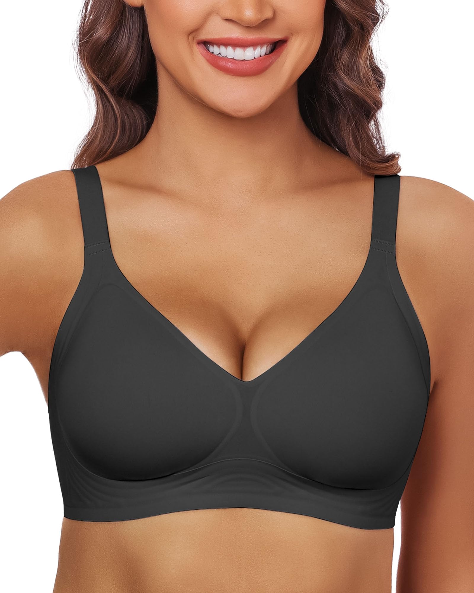 Photo 1 of HORISUN Full Coverage Bras for Women Seamless Supportive Plus Size Bras for Women (Black 3XL)