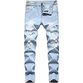 Anbreuinron Boy's Ripped Jeans Stacked Destroyed Distressed Skinny Fit Fashion Comfy Denim Jeans Pants