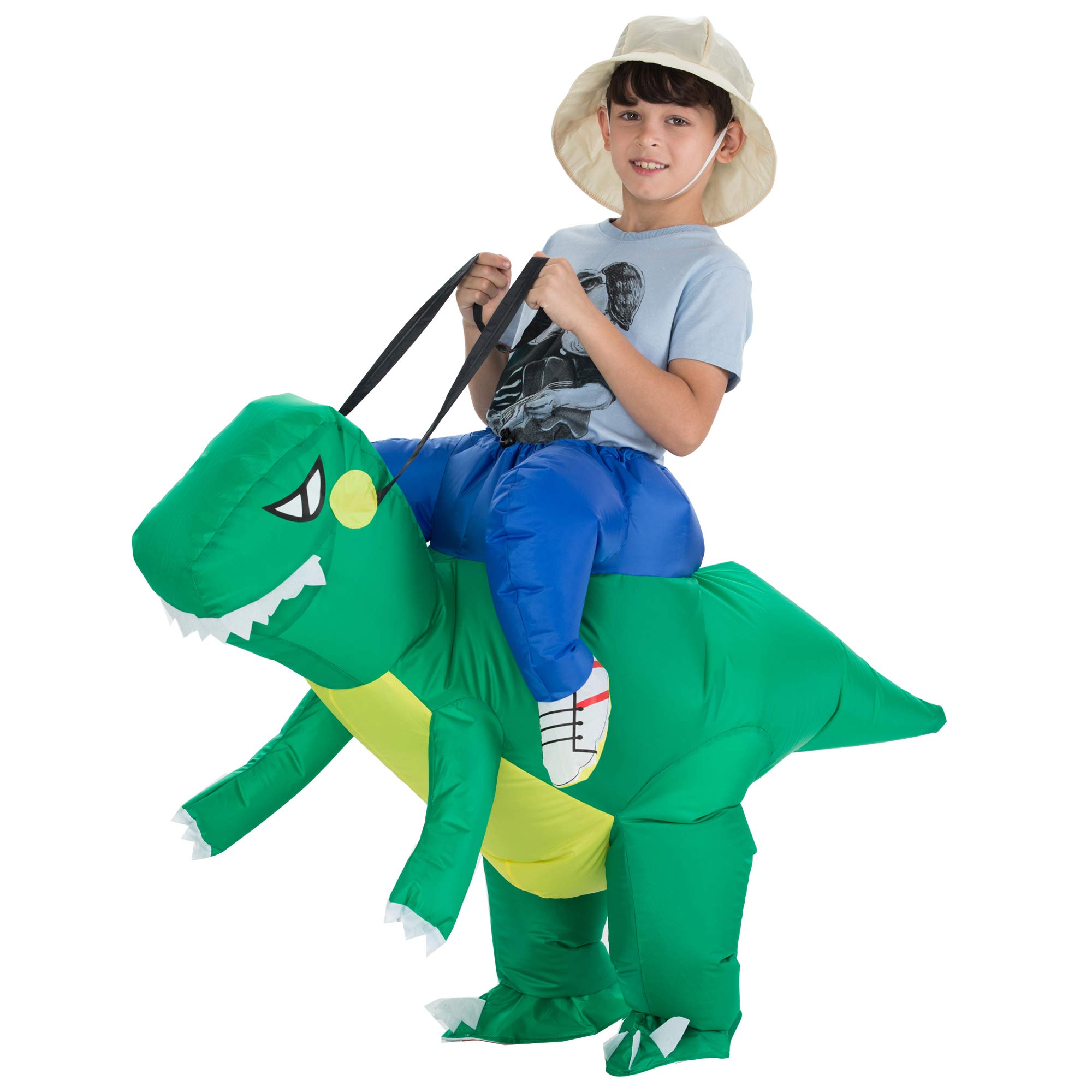 Photo 1 of TOLOCO Inflatable Dinosaur Costume for Kids - T Rex Blow up Halloween Costume for Boys and Girls