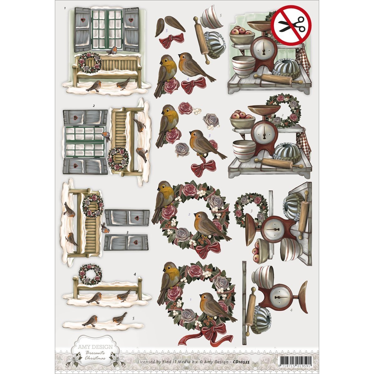Find It Trading Amy Design Browncante Christmas Punchout Sheet, Acrylic, Multicolour, 29.84x20.77x0.12 cm
