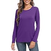 PRIMODA Women's Crew Neck Long Sleeve Shirts Basic Loose Fit Layering Tops