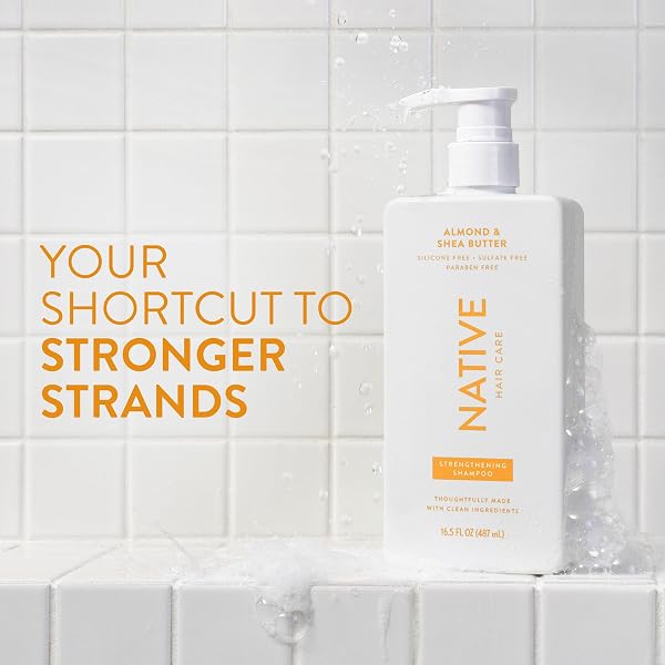 NATIVE SHAMPOO AND CONDITIONER CONTAIN NATURALLY DERIVED INGREDIENTS| ALL HAIR TYPE COLOR & TREATED, FINE TO DRY DAMAGED, SULFATE & DYE FREE – ALMOND & SHEA BUTTER, 16.5 FL OZ EACH (2 PACK)