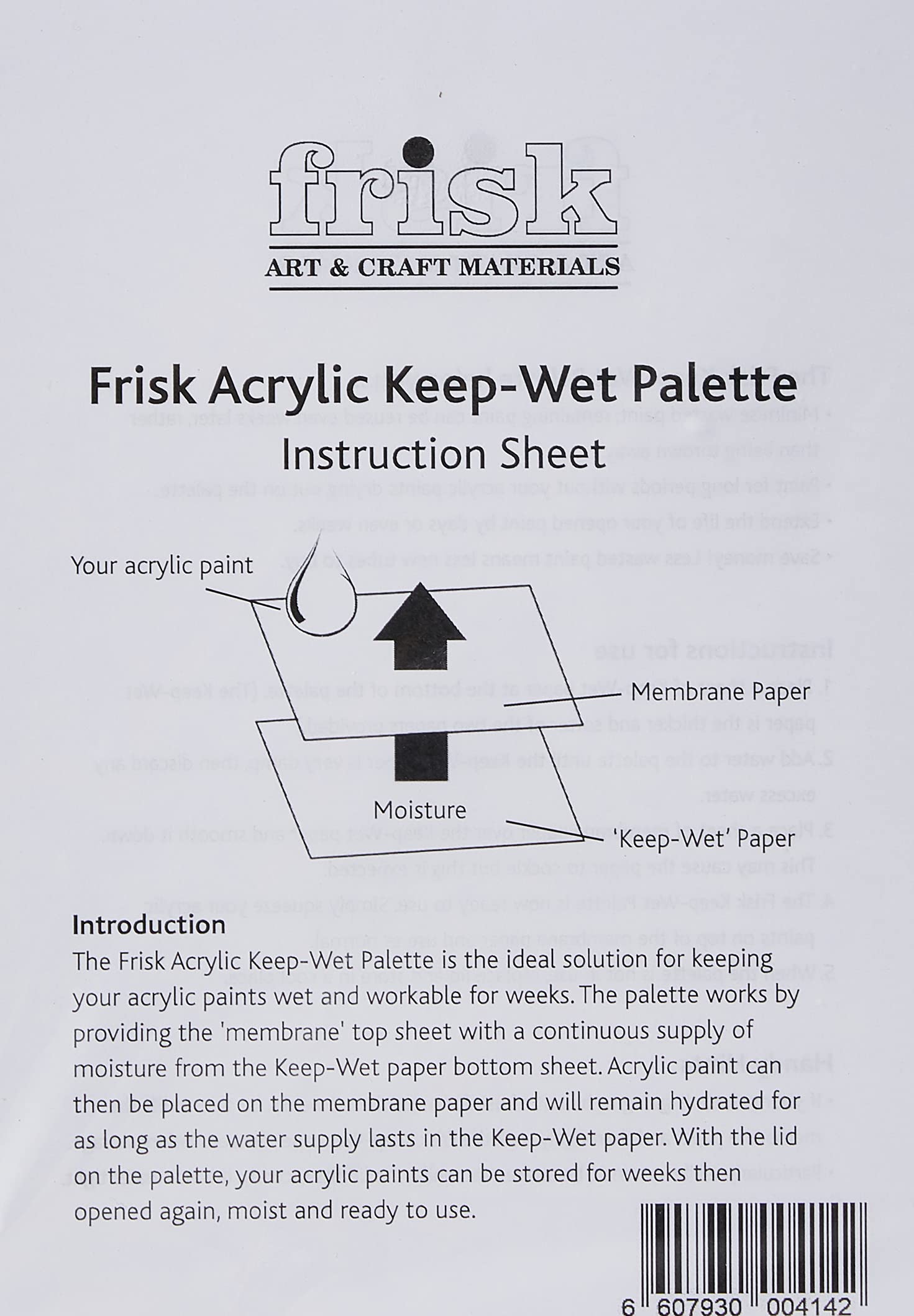 Frisk 22100001 Acrylic Keep-Wet Palette Refill Pack, White,343 x 216 x 19mm