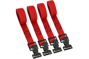 XSTRAP STANDARD 4pk 1" x 5-1/2ft JUST Clip All-Purpose Lashing Strap, Alligator Thumb Buckle Cargo Secure Utility Webbing, Red
