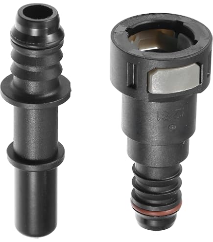 A ABSOPRO Connecteur Déconnexion Rapide 90° 5/16" (7.89mm) SAE Vers 8mm – Lot De 2 En Plastique Rouge Pour Tuyau Carburant Auto