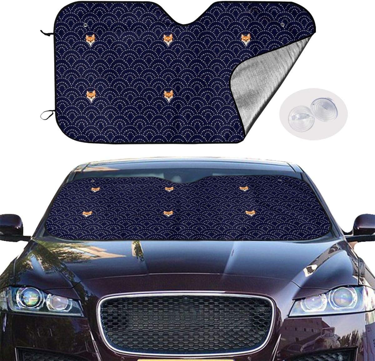 Amazon 柴犬が挿してる 車サンシェード フロントシェード ガラス 車用遮光 サンシェード 紫外線対策 折りたたみ式 吸盤付き 遮熱 日焼け防止 汎用 車用品 サンシェード 車 バイク