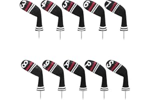 LeFeng 10pcs Knitted Golf Iron Head Covers 3-9/A/P/S Set - Lightweight and Durable Material - Multiple Patterns Golf Club Hea