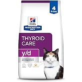 Hill's Prescription Diet y/d Thyroid Care Dry Cat Food | #1 Veterinarian Recommended, Chicken Recipe, 4 lb. Bag