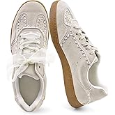 Women's Lace Detail Lace-Up Casual Sneakers - Elegant Ribbon Ribbon Lace Walking Shoes Non-Slip Sole Breathable Comfort for Daily Outfits