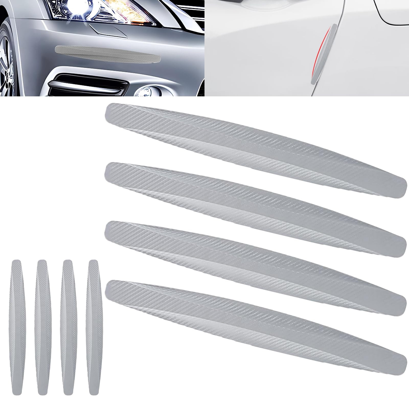 Photo 1 of 8 Packs Anti-Collision Patch Car Bumper Guard Strip Anti-Scratch Bumper Protector Trim Universal Rear Bumper Protector Car Door Edge Guards Car Side Door Edge Guards Protector (Grey)