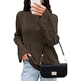 Balimtoy Women's Chunky Cable Knit Oversized Pullover Sweaters Casual Long Sleeve Crewneck Jumper Tops