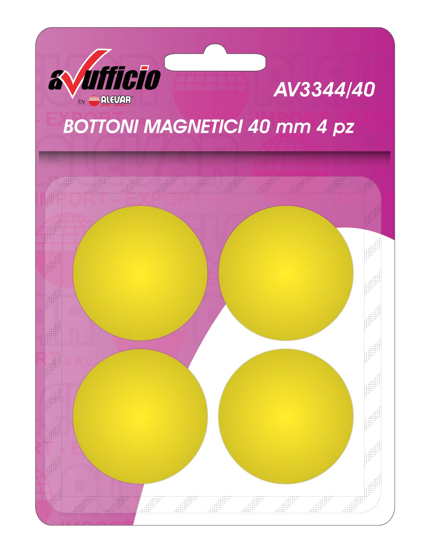 Blister Pack of 4 Magnets Diameter 40 mm Yellow