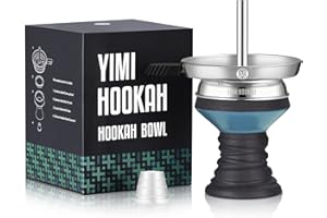 MY YIMI HOOKAH Yimi Hookah® Premium Clay Hookah Bowl Set | Stainless Steel Shisha Bowl Screen & Mesh | Stainless Steel Hookah Chimney Bowl |Silicone Hookah Bowl Grommet Kit (Blue)