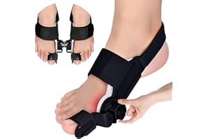 VEOOK Bunion Corrector for Women Big Toe,Orthopedic Bunions Correction with Non Slip Separators for Men, Adjustable Toe Straightener Suitable for Left/Right Feet Hallux Valgus Relief (2, Black)