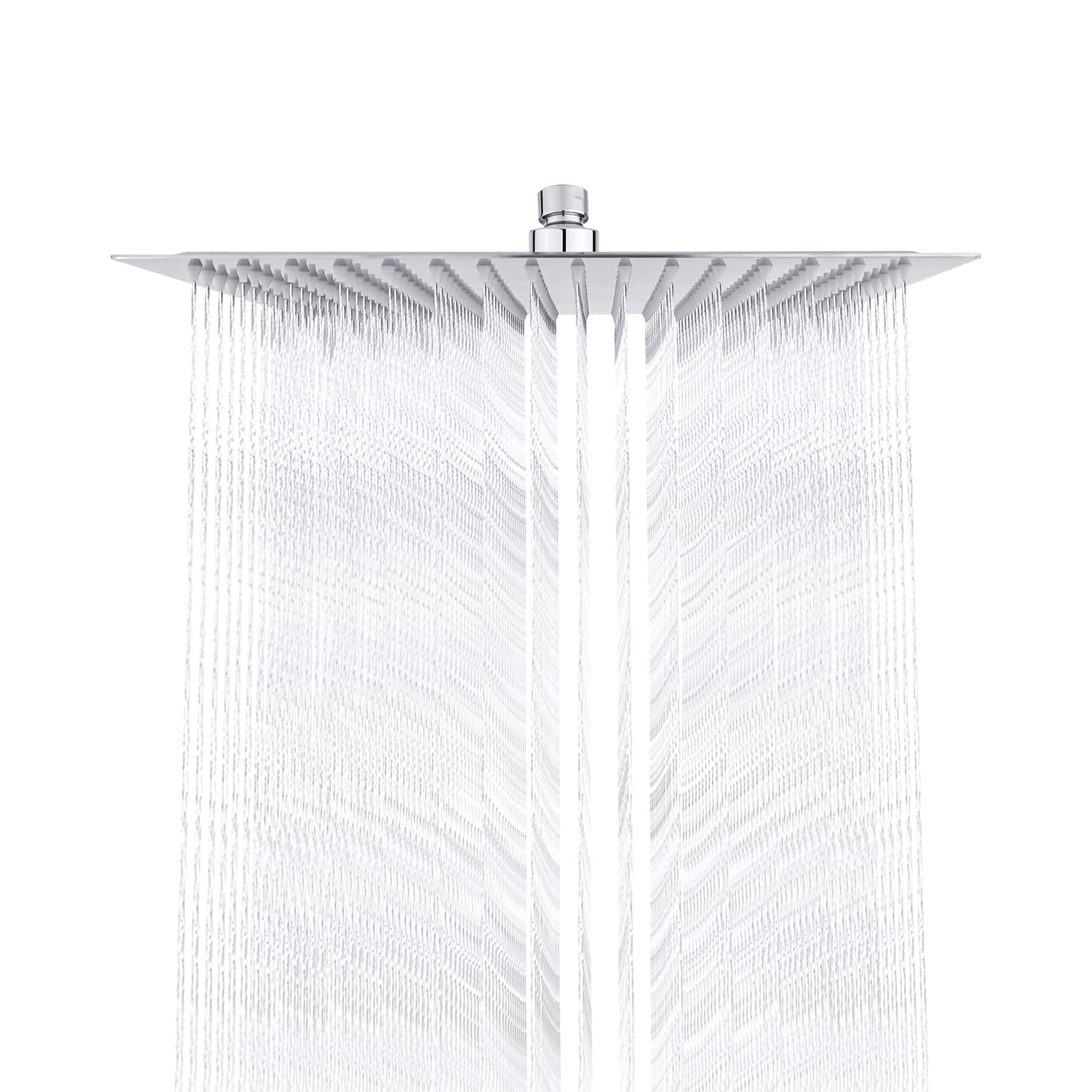 Ibergrif M20294 Rain Shower Head, 12 Inch Square Fixed Showerhead, 304 Stainless Steel Ultra Thin Top Spray Shower Head with 256 Silicone Jets for Bathroom, Chrome