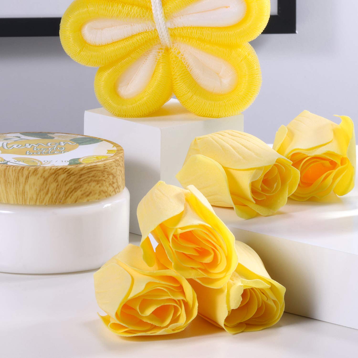 Spa Gift Baskets for Women- 10 Pcs Lemon Scent Bath Set in Beautiful Tote Bag, Best Women Gifts Set for Birthday Christmas : Beauty