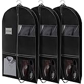 3 Pack 43" Garment Bags for Travel and Storage, Suit and Dress Bags with Duffle Design, Ideal for Hanging Clothes, Blazers, Dresses, Coats, and Wardrobes
