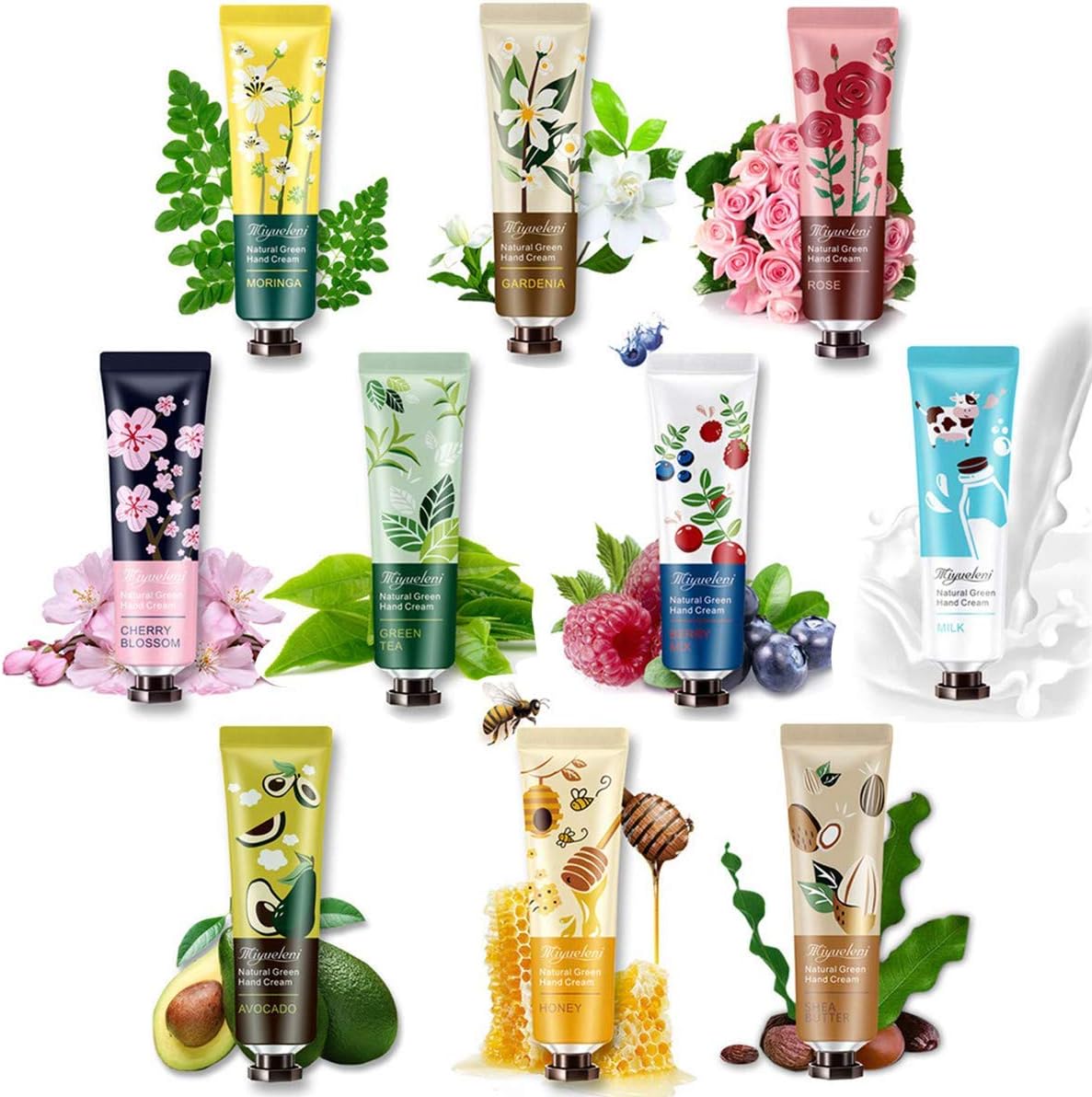 Hand Cream Hand Lotion, 10 Pack Plant Fragrance Hand Cream Moisturizing Hand Care Cream Gift Set for Working Hands & Dry Skin,Travel Size Hand Lotion, Best Women Gifts-30ml: Health & Personal Care