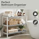 KEPLIN Natural Bamboo Shoe Rack 3 Tier Grey White 70x55x25cm view 3