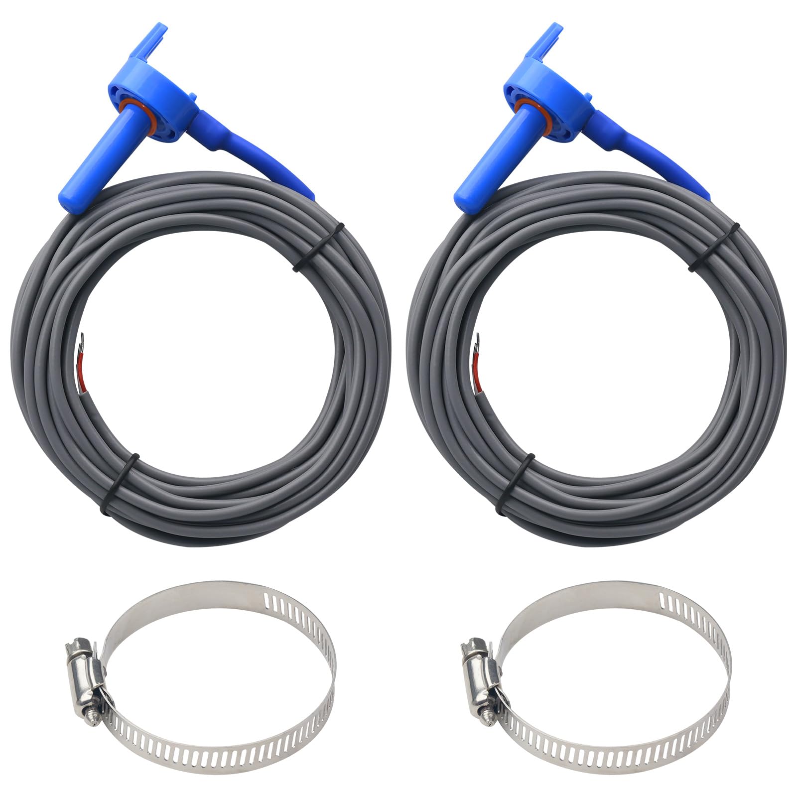 Photo 1 of 2 Pack 520272 Pool 7790 Temperature Sensor Thermistor Air/Water/Solar 20' Feet Cable for Jandy - Replacement Pool/Spa (10K-ohm Sensor - Includes 2 Pcs 2" Pipe Clamp)