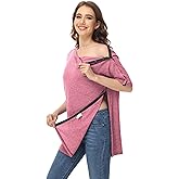 HIBOCT Unisex Post Shoulder Surgery Shirts After Rotator Cuff Surgery Shirt Snap Tearaway Shirts Chemo Port Adaptive Clothing