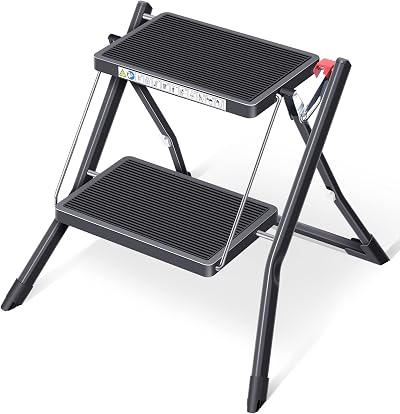 KINGRACK Kingrack Step Ladder 2 Step Folding Stool Anti Slip Platform 150kg