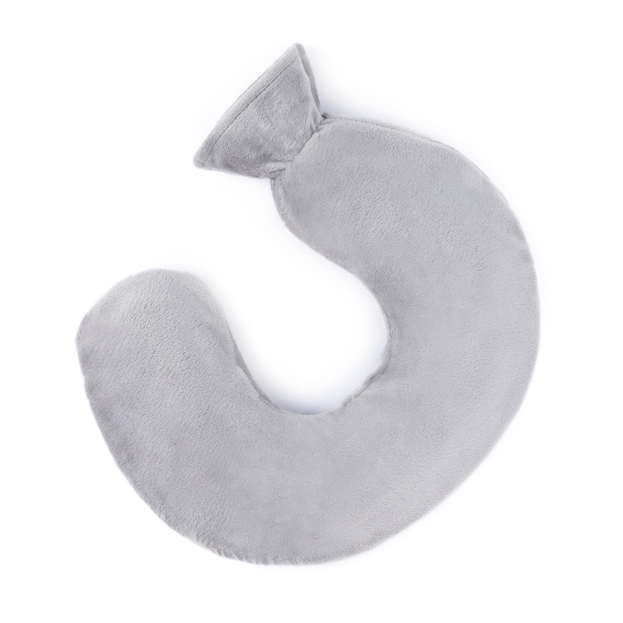 LIVIVO 1L Neck & Shoulder U-Shaped Hot Water Bottle – Soft Fleece Cover Hot Water Bag for Winter Warmth, Pain & Stress Relief – Removable Washable Sleeve and Leakproof Screw Cap – Grey