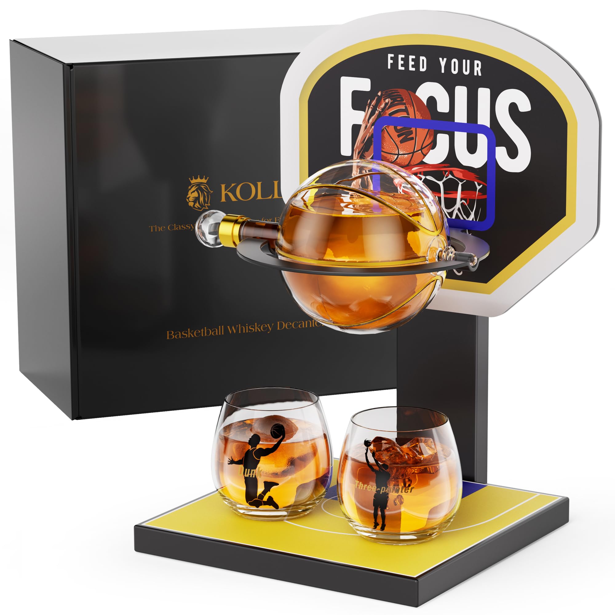Photo 1 of **MISSING PARTS**
Kollea Basketball Whiskey Decanter Set with Yellow Court Stand & 2 Glasses, Unique Home Bar Decanter Gift for Men, Him, Brother, Son, Coach - Birthday, Christmas, Retirement, Team Celebration Gift